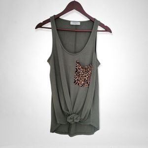 Olive  Leopard Pocket Tank top